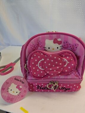 Hello Kitty Pink Makeup Bag,Hello Kitty Pink Insulated Lunch Box Set w/ Strap